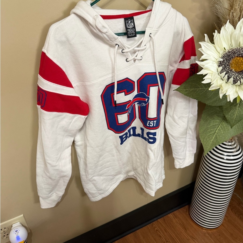 NFL White Hoodie with Red and Blue Accents